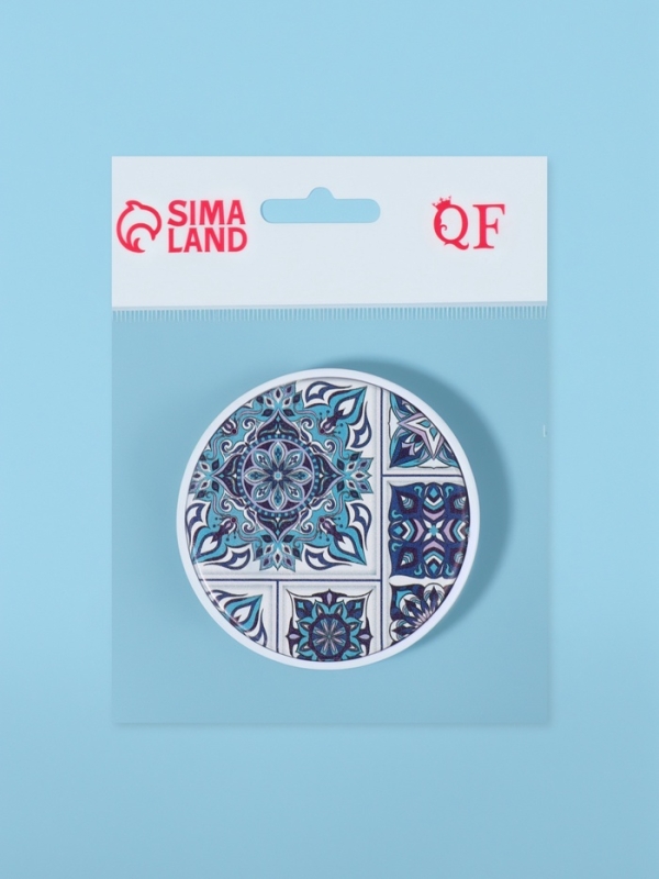 Зеркало складное &laquo;Витраж&raquo;, d = 7,3 см, цвет голубой