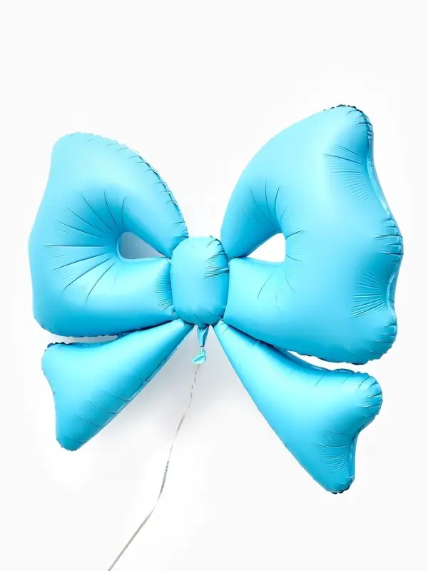 Воздушный шар фольгированный 50" "Бант" цвет голубой  матовый