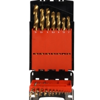 Набор свер по металлу ТУНДРА, HSS-Tin, цилиндрический хвостовик, 1 - 10 мм, 19 шт.