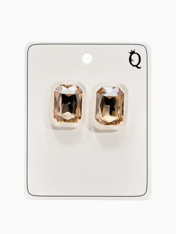 Серьги "Кристалл" прямоугольник грань, цвет прозрачно-золотой
