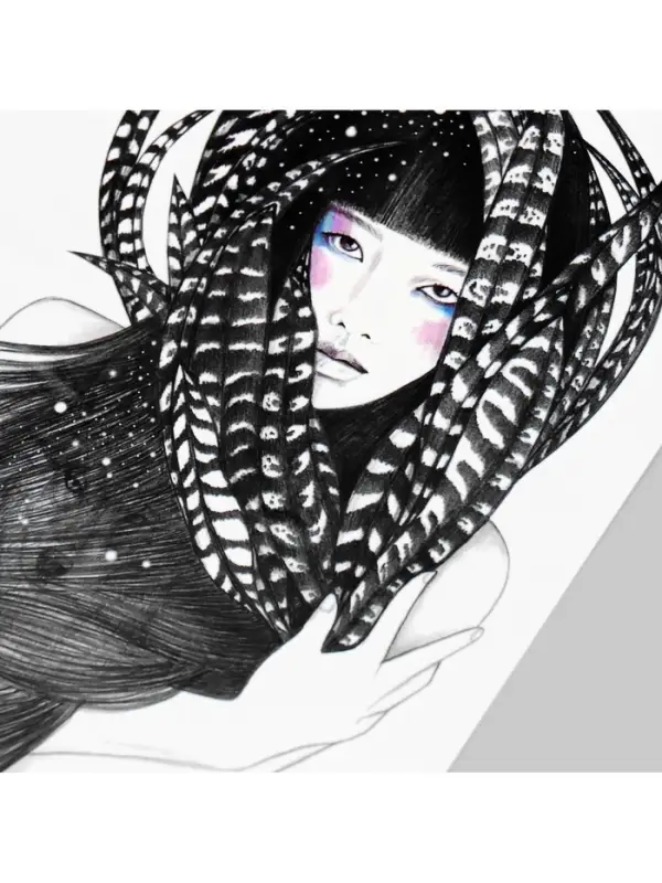 Переводная тату на тело цветная &laquo;Девушка в перьях&raquo;, 21&times;14.8 см