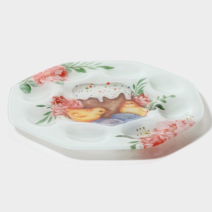 Подставка стеклянная для яиц Доляна &laquo;Кулич&raquo;, 8 ячеек, 22&times;22 см