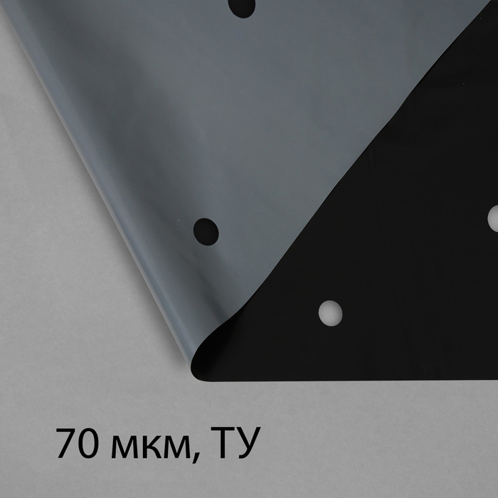 Плёнка полиэтиленовая, для мульчирования, толщина 70 мкм, 6 рядов перфорации, 10 &times; 3 м, рукав (1,5 м &times; 2)