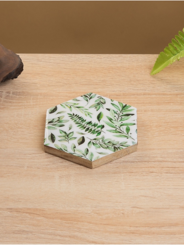 Подставка под горячее (набор 4 шт) "Оливковая ветвь" дерево манго 15х13х5 см