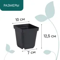 Горшок для рассады, 700 мл, d=10 см, h=12.5 см, пластик, чёрный, Greengo