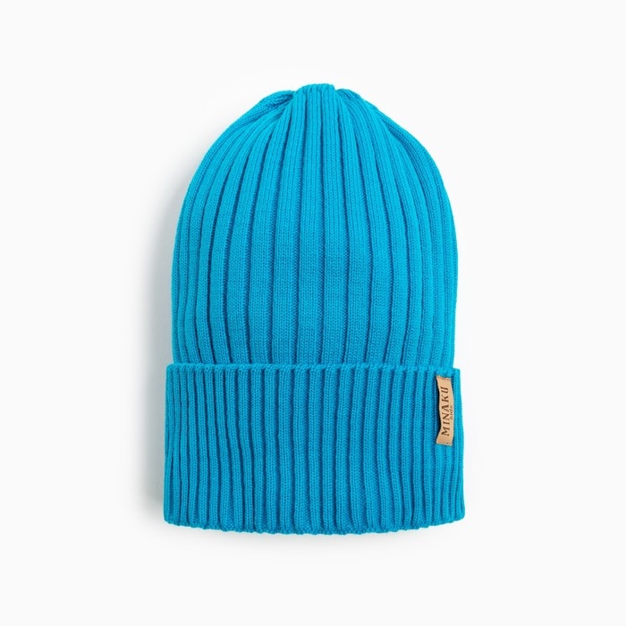 Шапка детская MINAKU с отворотом р-р 52-56, цв.бирюзовый Шапка детская MINAKU с отворотом р-р 52-56, цв.бирюзовый