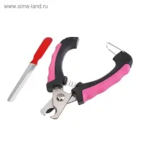 Набор по уходу за когтями: когтерез боковой (отверстие 14мм) и пилка, чёрно-красный