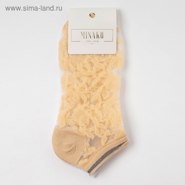 Набор стеклянных женских носков 2 пары "Цветочки", р-р 35-37 (22-25 см), цвет бел/беж
