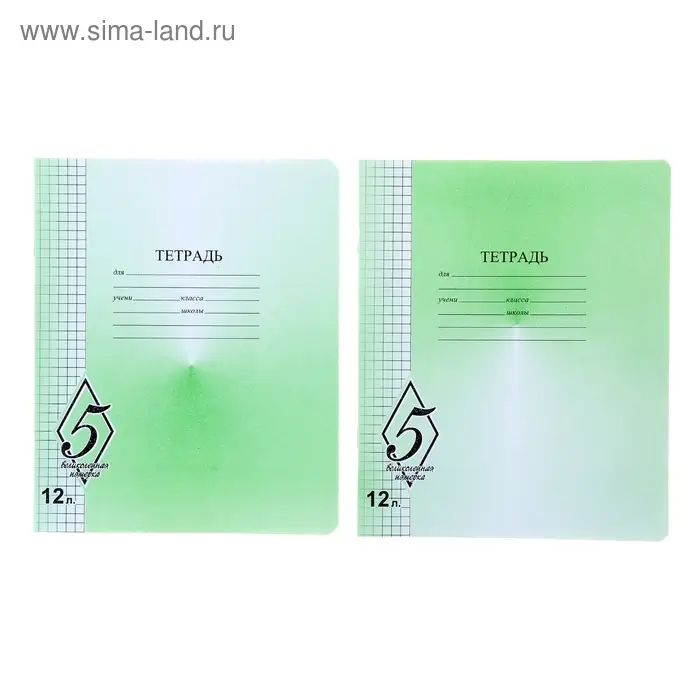 Тетрадь 12 листов клетка &laquo;Великолепная пятёрка&raquo;, бумажная обложка, МИКС