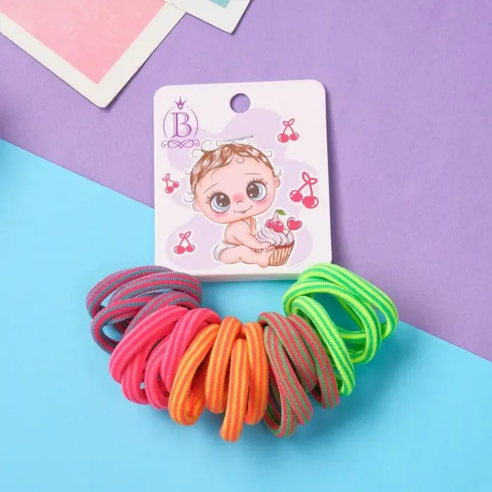 Резинка для волос "Карапуз" (набор 20 шт) глазки, 2,5 см, полоски