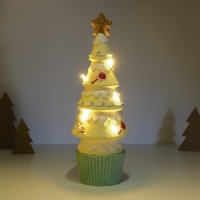 Сувенир керамика свет "Пряничная ёлочка" светло-жёлтая 10х10х31 см