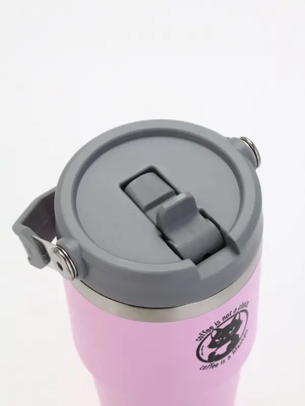 Термостакан с ручкой "Coffee", 600 мл, розовая