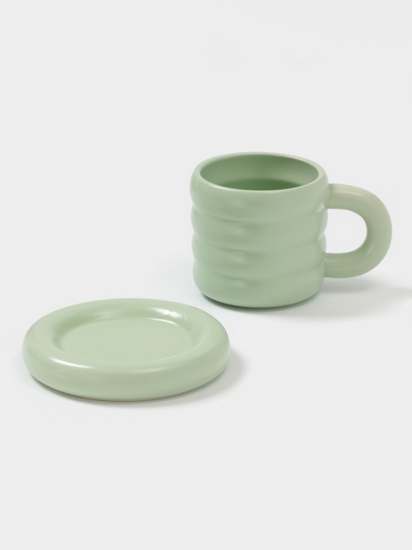 Чайная пара Доляна &laquo;Зефир&raquo;, 350 мл, керамика, зелёная