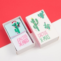 Набор новогодних женских носков "Кактусы" размер 36-40 (23-25 см), 2 пары