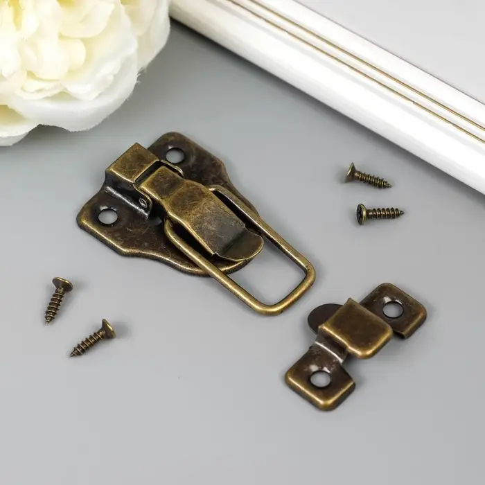 Замок металл для шкатулок. сундуков бронза + гвозд. набор 3 шт 5,8х4х1 см