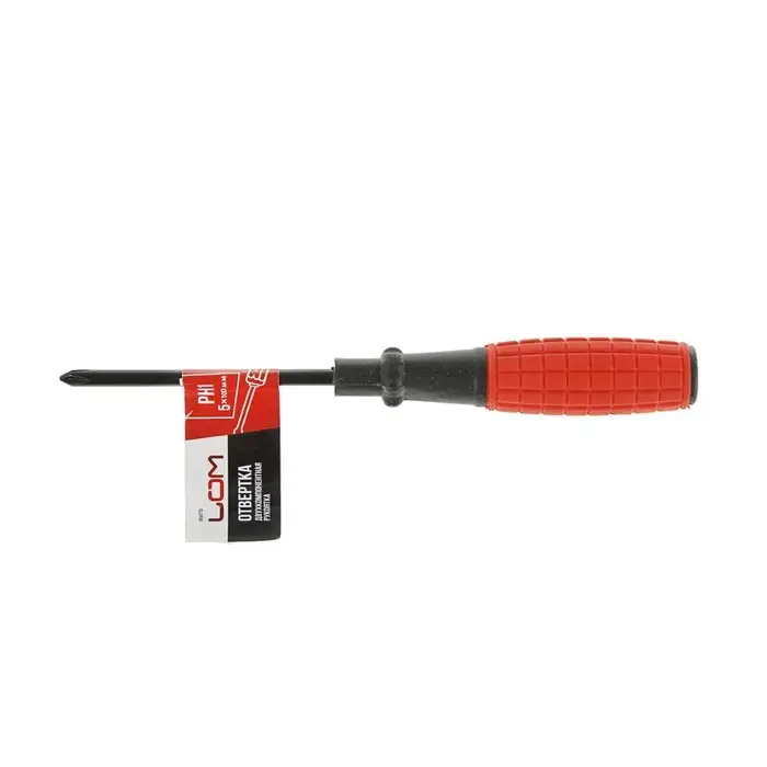 Отвертка крестовая ЛОМ, обрезиненная рукоятка, PH1&times;100 мм