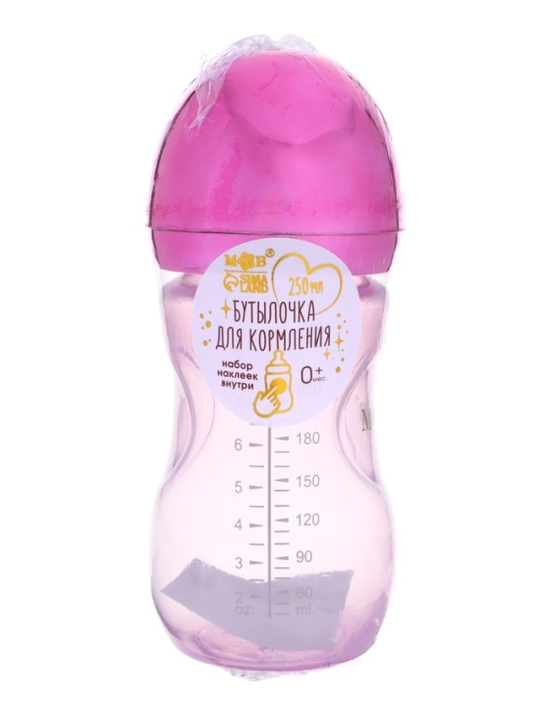 Бутылочка для кормления с наклейками &laquo;Juicy&raquo; от 0 мес., 250 мл., цвет фиолетовый, M&B