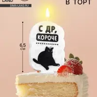 Свеча для торта &laquo;С др, короче&raquo;, 6.5 см, белая