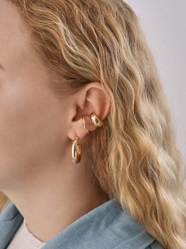 Набор серьги и каффы 9 шт. &laquo;Кольца&raquo; переплетение, цвет золото