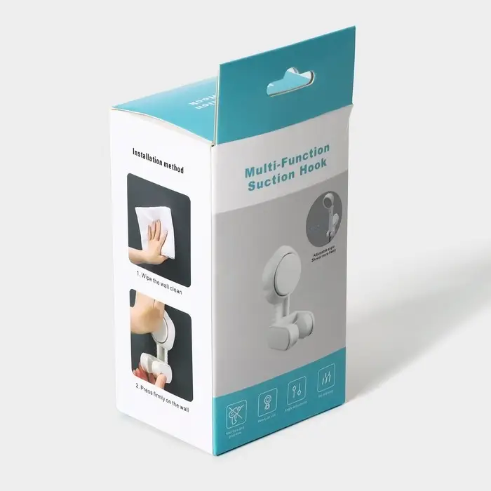 Держатель для душевой лейки на присоске, 6,8&times;5,5&times;12 см, цвет белый