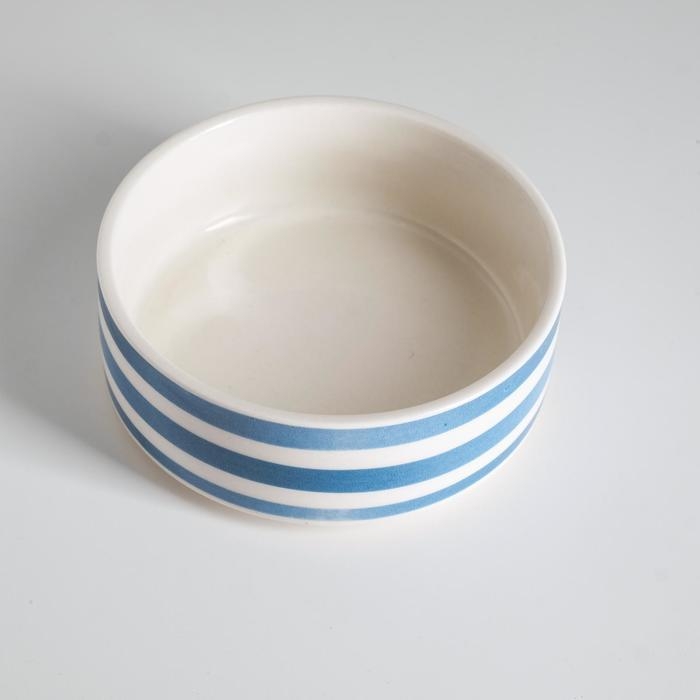 Миска керамическая "Полоски" 200 мл,  10,5 х 4 см, синяя