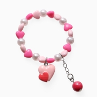 Браслет детский "Выбражулька" бусина на цепочке и сердце, цвет розово-белый