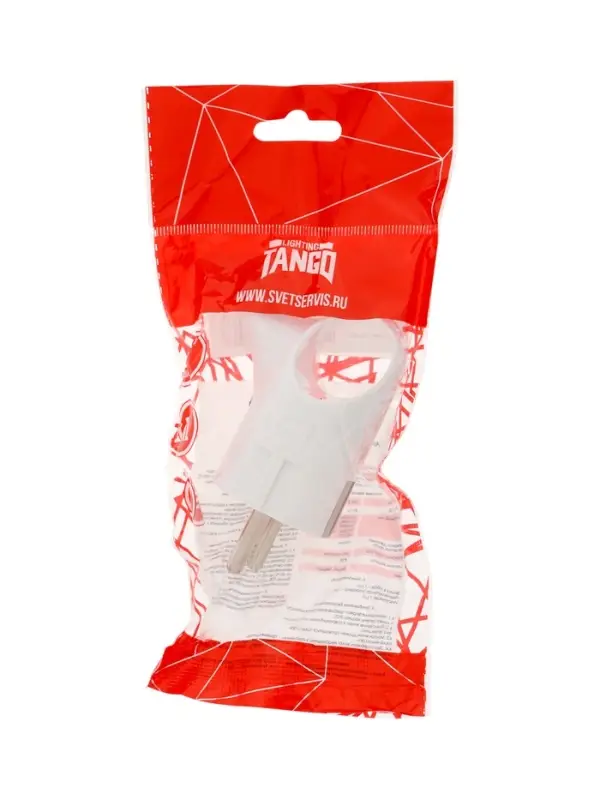 Вилка угловая с ушком TANGO, 16 А, 250 В, IP 20, с заземлением, белая, индивидуальная упаковка 10981