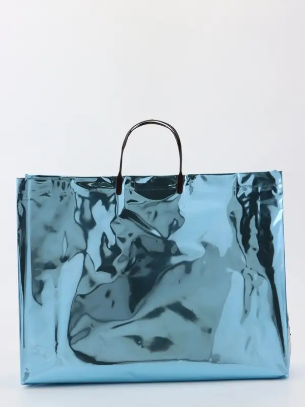 Пакет подарочный ПВХ, голография, голубой, пластиковая ручка, 44&times;33&times;12 см