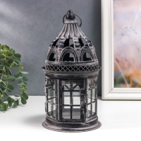 Подсвечник металл "Фонарь - старинный замок" чёрный 13х13х23 см Подсвечник металл "Фонарь - старинный замок" чёрный 13х13х23 см