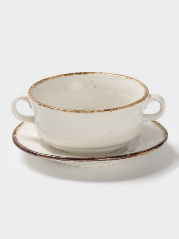 Бульонница Magistro "Alpine Frost" 250 мл 14,6х14,6х7,2 цвет белый с блюдцем