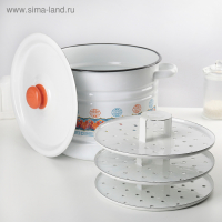 Мантоварка-позница эмалированная, 9 л, декор, 3 вставки, цвет МИКС