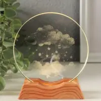 Сувенир стекло свет "Диск. Облако со звёздами" 5хLED d=10 см, USB 10х4х11,4 см