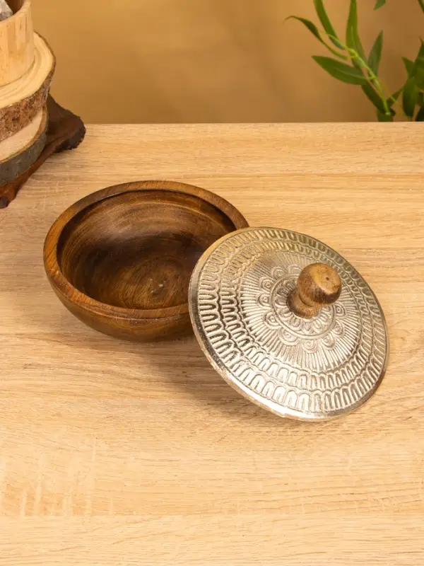 Сахарница "Алюм" 15х15х11 см, алюминий, дерево