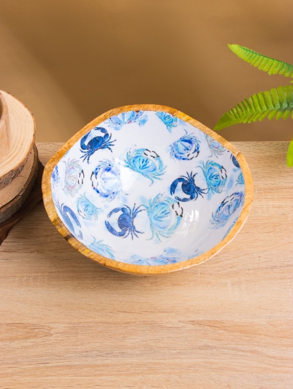 Салатник "Крабы" дерево манго 23х23х10,5 см