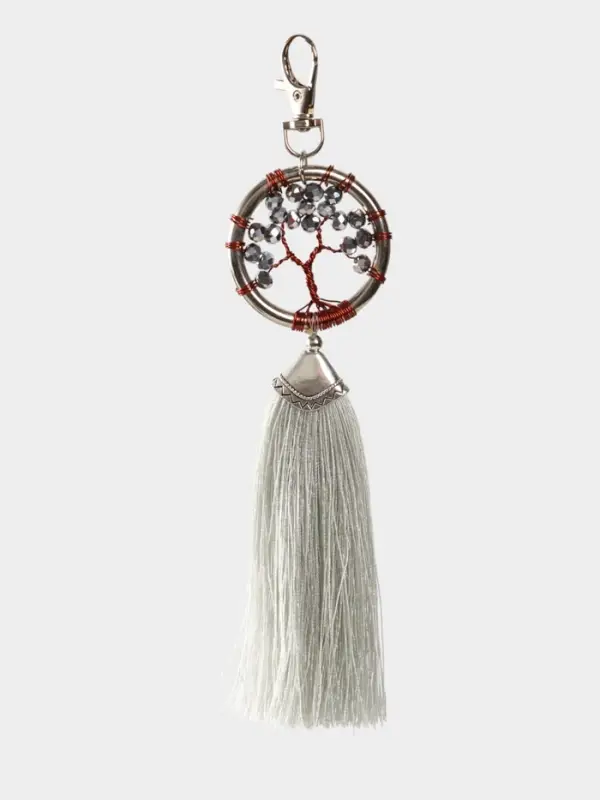 Брелок ловец снов "Древо жизни" 19 см, цв. серебристый
