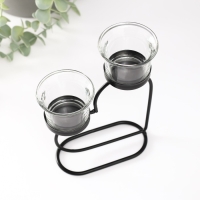 Подсвечник металл, стекло на 2 свечи "Сердце" d=2-5 см чёрный 12х6х17,5 см