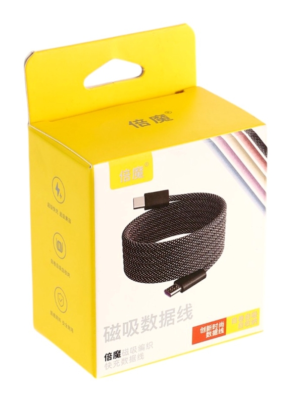 Кабель Lightning - USB, магнитный, 3 А, 18 Вт, с оплёткой, серый