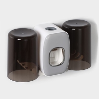 Держатель для зубных щёток с выдавливателем для зубной пасты, стакан 2 шт, 20&times;10,2&times;6,2 см, цвет серый