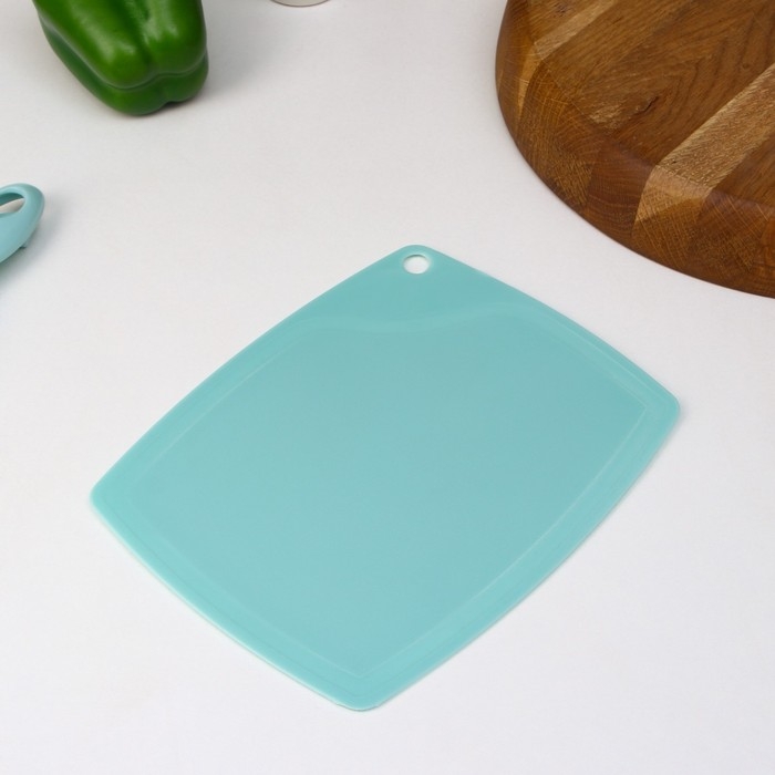 Набор кухонных принадлежностей Доляна &laquo;Керамик&raquo;, 3 предмета: нож 16 см, овощечистка 12 см, доска 19,5&times;15,5 см, цвет голубой