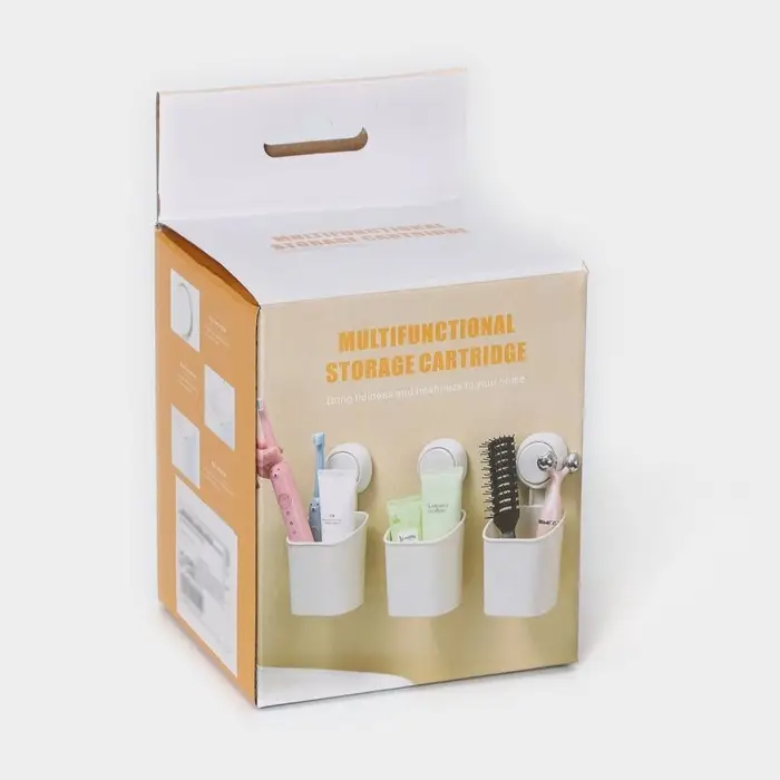 Стакан для зубных щёток на вакуумной присоске, пластик, 9&times;7,7&times;19 см, белый