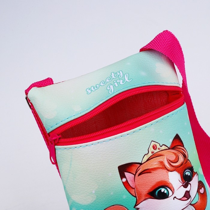 Сумка детская для девочки на молнии, длинный ремень, цвет зелёный/красный Сумка детская для девочки на молнии, длинный ремень, цвет зелёный/красный