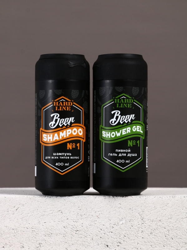 Подарочный набор косметики Beer, гель для душа и шампунь для волос HARD LINE, 2×400 Подарочный набор косметики Beer, гель для душа и шампунь для волос HARD LINE, 2×400