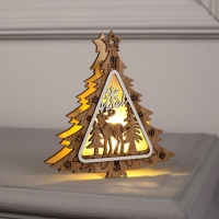 Ёлочная игрушка &laquo;Ёлочка с оленем&raquo;, от батареек, свечение тёплое белое