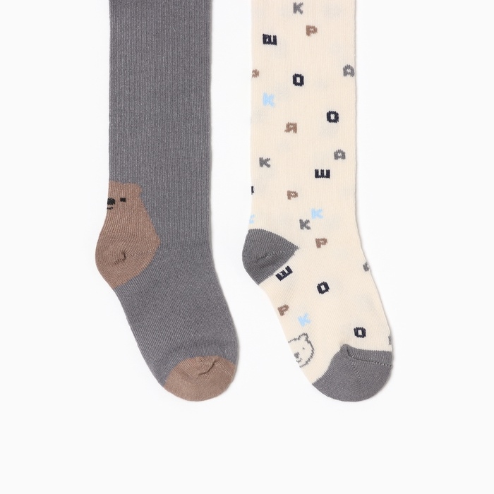 Набор колготок Крошка Я "Буквы", рост 74-80 см, молочный/серый