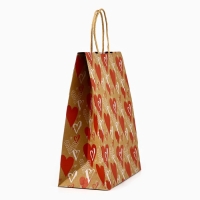 Пакет с клапаном &laquo;С любовью&raquo;, сердца, крафт, глиттер, 19,5 &times; 10 &times; 25.2 см