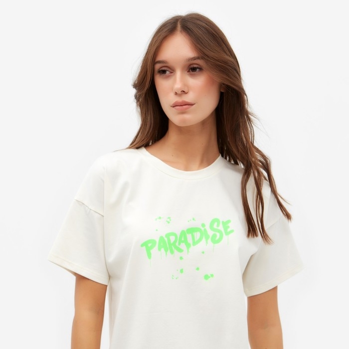 Футболка женская MINAKU Футболка женская MINAKU "Paradise" цвет экрю, р-р 50