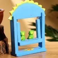 Сувенир &laquo;Лягушата на качелях&raquo;, 10&times;3.5&times;15 см, дерево, голубой