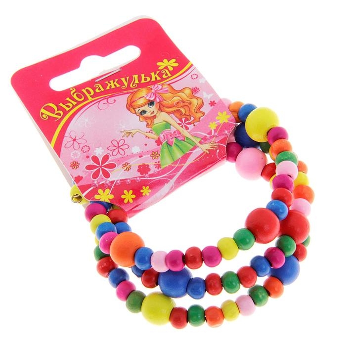 Браслет-пружинка детский &laquo;Выбражулька&raquo; бусинки, три ряда, цветной