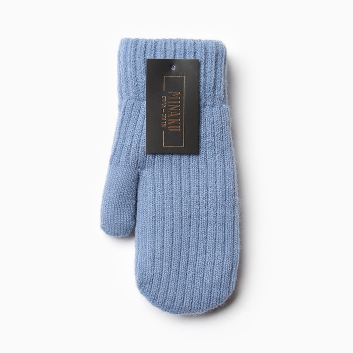 Варежки женские на иск.меху MINAKU рубчик 22 см голубой Варежки женские на иск.меху MINAKU рубчик 22 см голубой