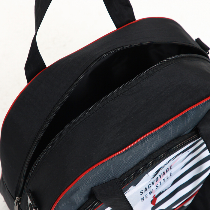 Чемодан малый 37 л (S) с сумкой, отдел на молнии, с расширением, цвет чёрный